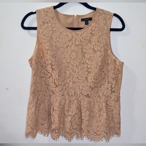 J.Crew Beige Floral Lace Peblum
Sleeveless Blouse Size 10